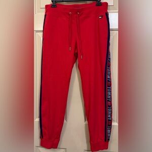 Tommy Hilfiger Sport Red Sweatpants with Navy Side Tape